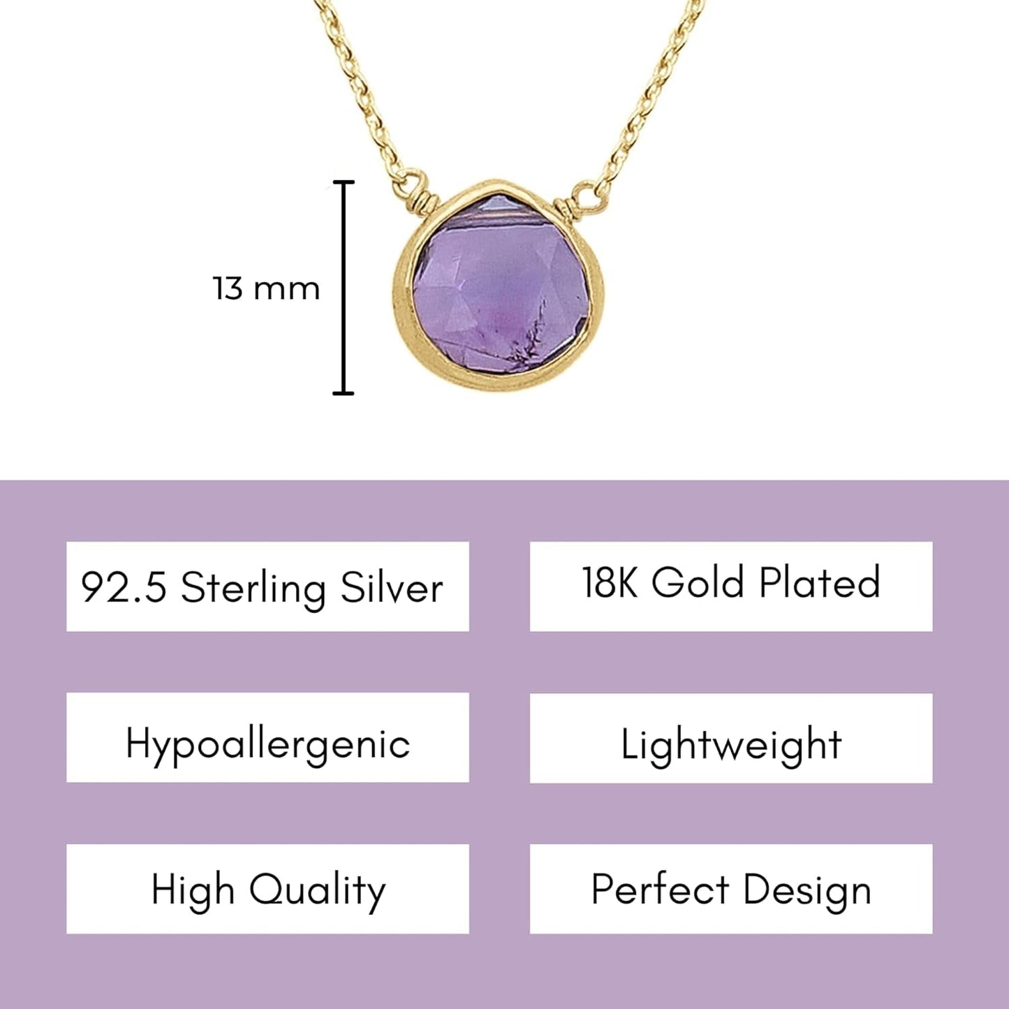 Amethyst Necklace for Women - Authentic 925 Sterling Silver Necklace 18K Gold Jewelry, Dainty Heart Necklace Earring Set for Teen Girls, February Birthstone Gift for Mothers Day