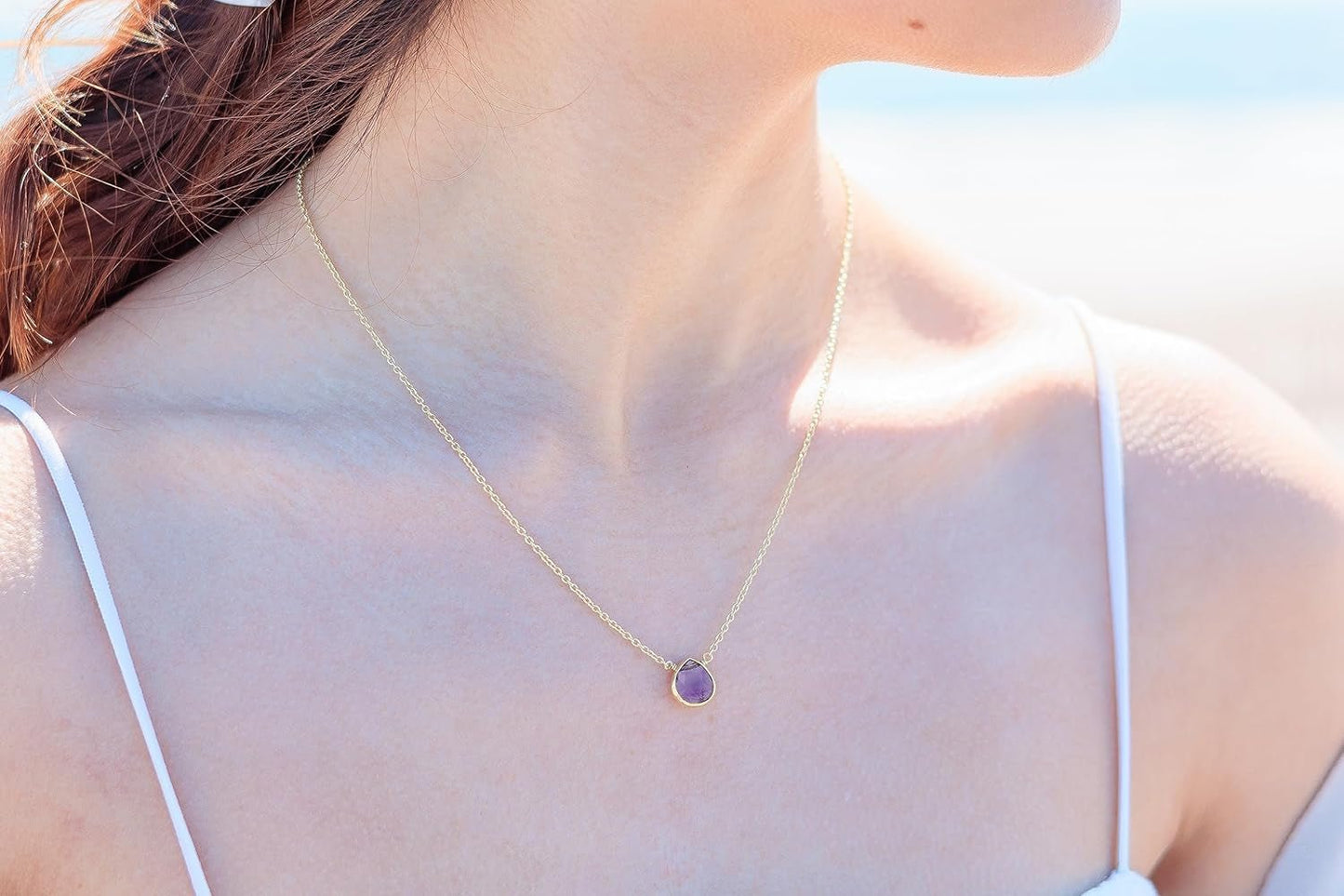 Amethyst Necklace for Women - Authentic 925 Sterling Silver Necklace 18K Gold Jewelry, Dainty Heart Necklace Earring Set for Teen Girls, February Birthstone Gift for Mothers Day - WORLD TIME VISITS