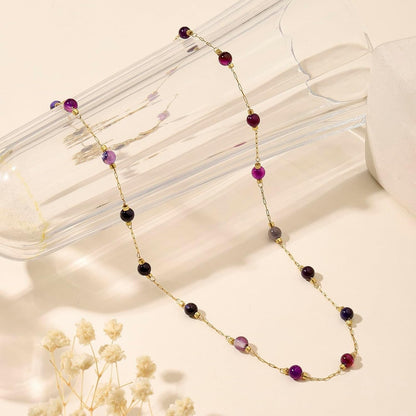 Amethyst Necklace for Women Dainty Adjustable 4Mm Amethyst Choker Necklace Purple Crystal Bead Necklace Gemstone Necklace Healing Stone Necklace Amethyst Jewelry for Women