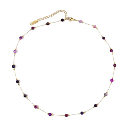 Amethyst Necklace for Women Dainty Adjustable 4Mm Amethyst Choker Necklace Purple Crystal Bead Necklace Gemstone Necklace Healing Stone Necklace Amethyst Jewelry for Women - WORLD TIME VISITS