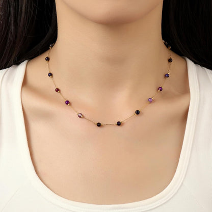 Amethyst Necklace for Women Dainty Adjustable 4Mm Amethyst Choker Necklace Purple Crystal Bead Necklace Gemstone Necklace Healing Stone Necklace Amethyst Jewelry for Women