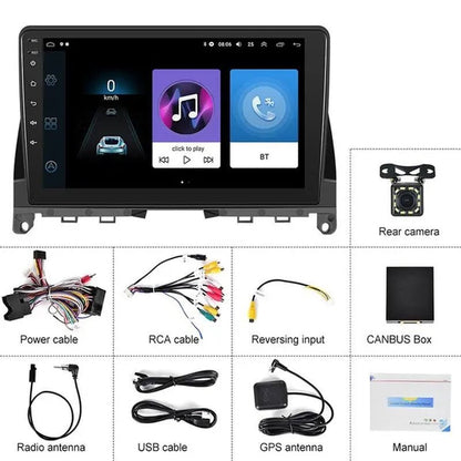 AMPRIME 【2+32G】New for Mercedes-Benz W204 Autoradio 2 Din Android 10.1 GPS Car Radio Stereo 9'' HD Touch Screen Wifi Bluetooth FM/RDS Car Audio Radio with 12LED Camera/ DVR (Optional) 【For Mercedes-Benz W204 2006-2011】
