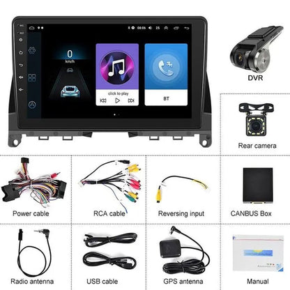 AMPRIME 【2+32G】New for Mercedes-Benz W204 Autoradio 2 Din Android 10.1 GPS Car Radio Stereo 9'' HD Touch Screen Wifi Bluetooth FM/RDS Car Audio Radio with 12LED Camera/ DVR (Optional) 【For Mercedes-Benz W204 2006-2011】