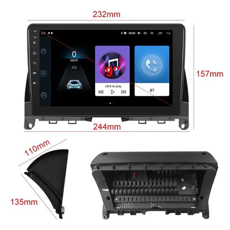 AMPRIME 【2+32G】New for Mercedes-Benz W204 Autoradio 2 Din Android 10.1 GPS Car Radio Stereo 9'' HD Touch Screen Wifi Bluetooth FM/RDS Car Audio Radio with 12LED Camera/ DVR (Optional) 【For Mercedes-Benz W204 2006-2011】