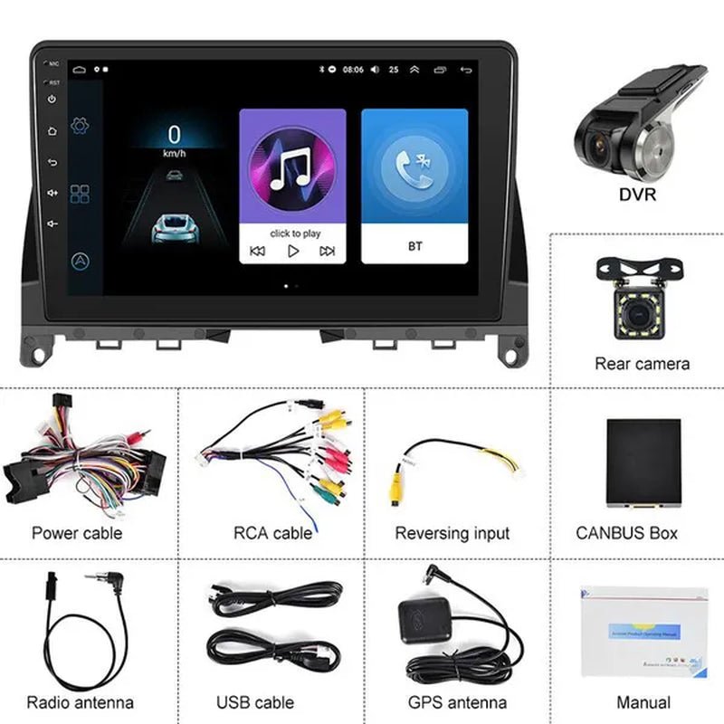 AMPRIME 【2+32G】New for Mercedes-Benz W204 Autoradio 2 Din Android 10.1 GPS Car Radio Stereo 9'' HD Touch Screen Wifi Bluetooth FM/RDS Car Audio Radio with 12LED Camera/ DVR (Optional) 【For Mercedes-Benz W204 2006-2011】