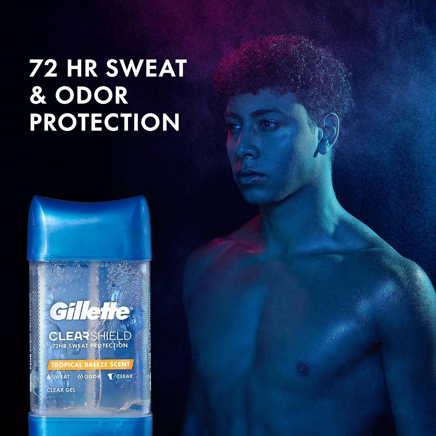 Antiperspirant and Deodorant for Men, 72Hr Sweat & Odor Protection, Long Lasting Freshness, Anti - White Mark Technology, Clear Gel, Tropical Breeze Scent, 3.8 Oz (Pack of 3) - WORLD TIME VISITS