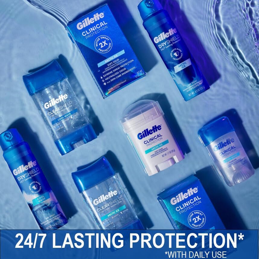 Antiperspirant and Deodorant for Men, 72Hr Sweat & Odor Protection, Long Lasting Freshness, Anti-White Mark Technology, Clear Gel, Tropical Breeze Scent, 3.8 Oz (Pack of 3)