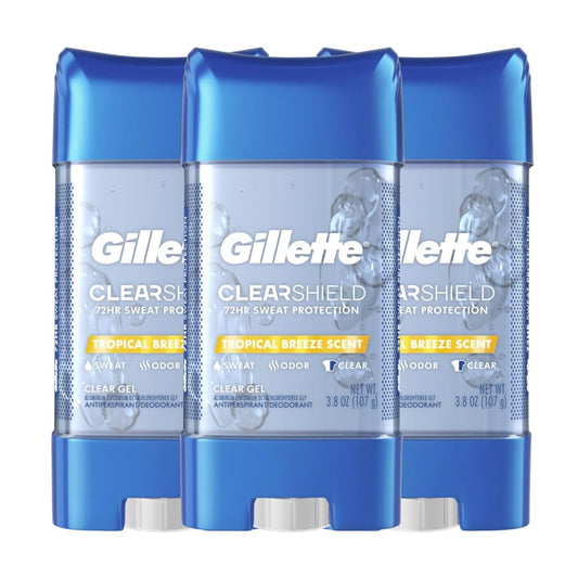 Antiperspirant and Deodorant for Men, 72Hr Sweat & Odor Protection, Long Lasting Freshness, Anti - White Mark Technology, Clear Gel, Tropical Breeze Scent, 3.8 Oz (Pack of 3) - WORLD TIME VISITS