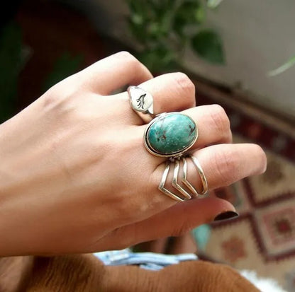 ANTIQUE DESIGN Sterling Silver Ring for Women Boho Thumb Chunky Adjustable Men'S Women'S Meditation Statement Jewelry - WORLD TIME VISITS