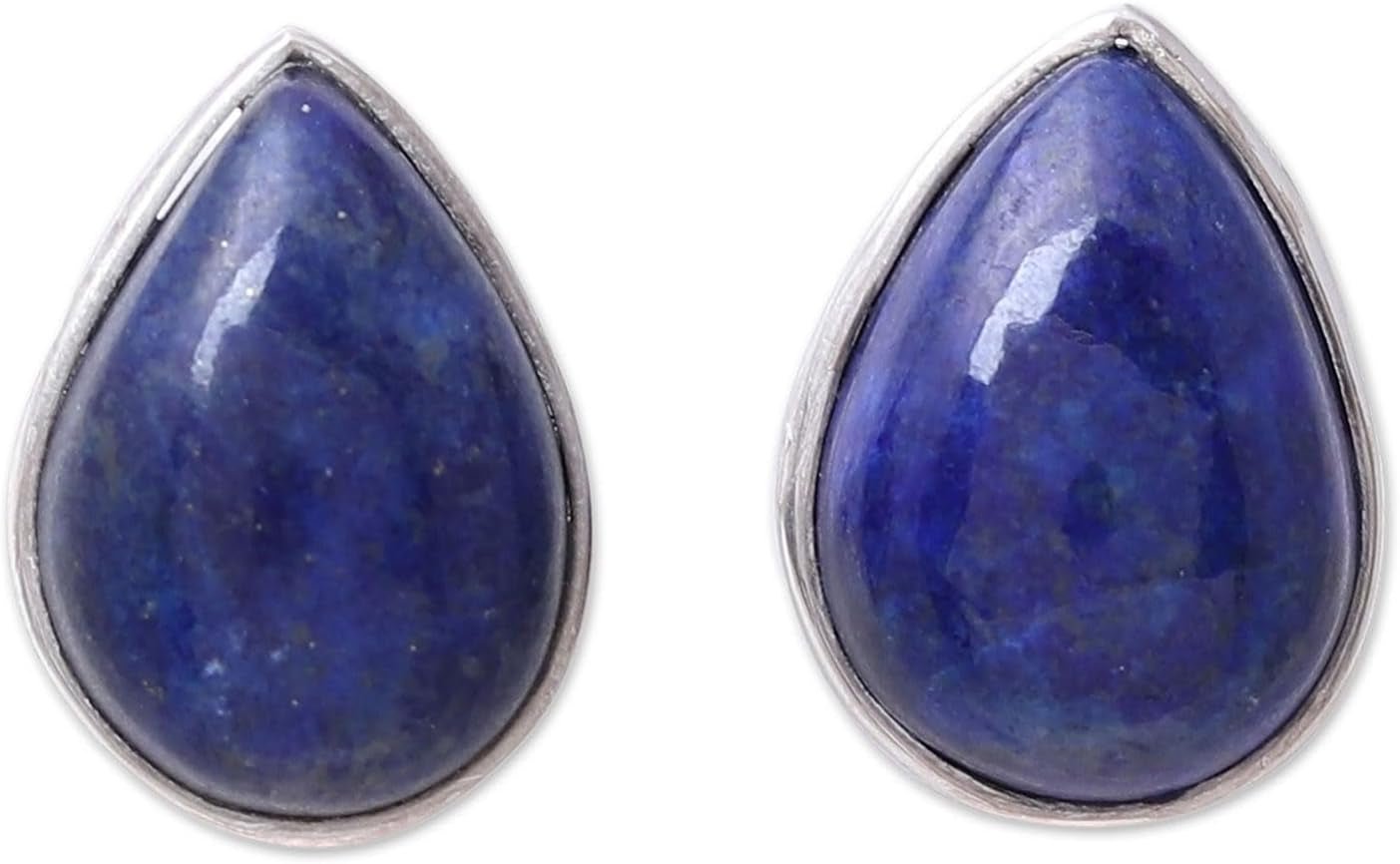 Artisan Handmade Jewelry Teardrop Earrings | Lapis Lazuli Button Earrings | .925 Sterling Silver Teardrop Earrings from India | Crafted by Hand Birthstone Gemstone Earrings 'Mystic Tears' - WORLD TIME VISITS