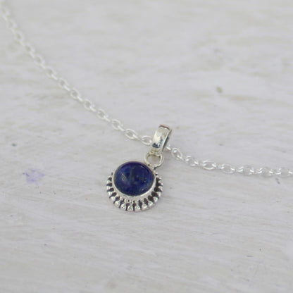 Artisan Handmade Lapis Lazuli Pendant Necklace Lapiz Sterling Silver from India [18 in L 2 Mm W Pendant(S) 0.8 in L X 0.4 in W X 0.2 in D] ' Blue Globe'