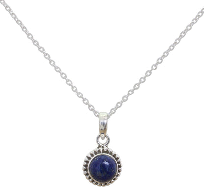 Artisan Handmade Lapis Lazuli Pendant Necklace Lapiz Sterling Silver from India [18 in L 2 Mm W Pendant(S) 0.8 in L X 0.4 in W X 0.2 in D] ' Blue Globe'