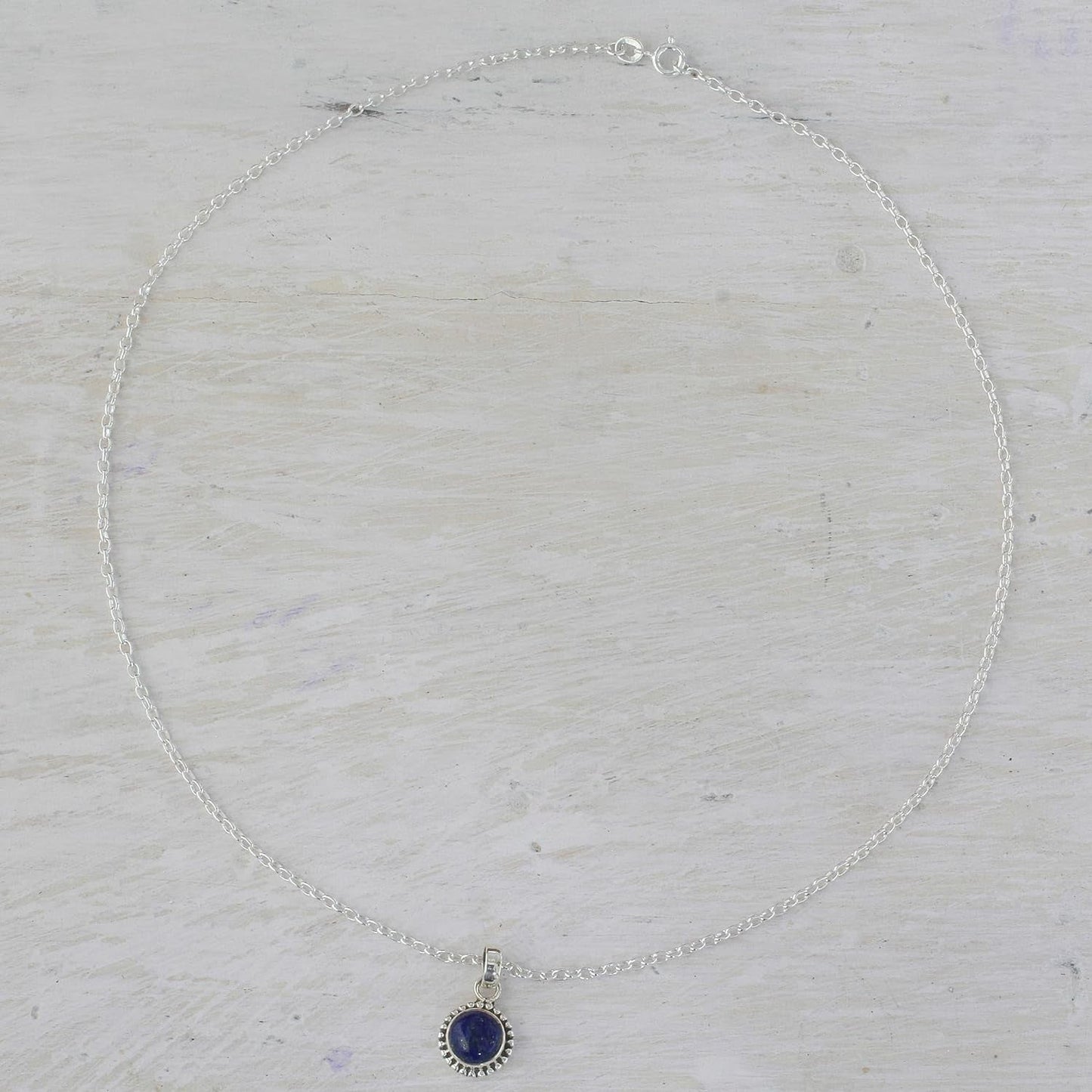 Artisan Handmade Lapis Lazuli Pendant Necklace Lapiz Sterling Silver from India [18 in L 2 Mm W Pendant(S) 0.8 in L X 0.4 in W X 0.2 in D] ' Blue Globe' - WORLD TIME VISITS