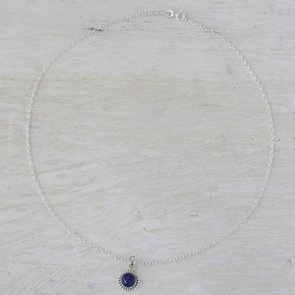 Artisan Handmade Lapis Lazuli Pendant Necklace Lapiz Sterling Silver from India [18 in L 2 Mm W Pendant(S) 0.8 in L X 0.4 in W X 0.2 in D] ' Blue Globe' - WORLD TIME VISITS