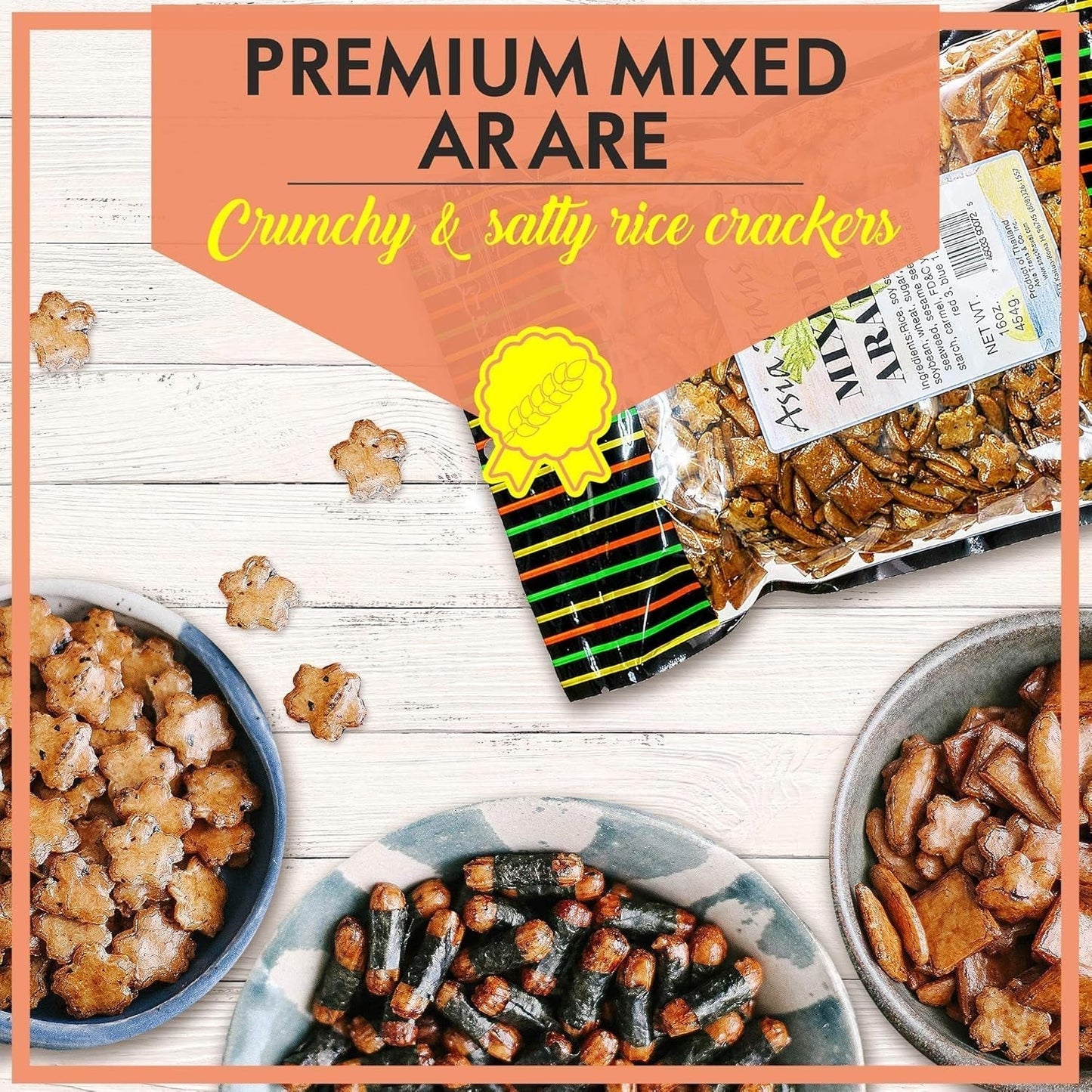 Asia Trans Mixed Arare Rice Crackers - Hawaiian Favorite - Sweet & Salty Japanese Crunchy Gourmet Trail Mix Snack - WORLD TIME VISITS