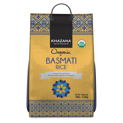 Authentic Organic Basmati Rice by in 10 Lb Bag - Aromatic and Flavorful Indian Grain - Non - Gmo, Gluten Free, Kosher, Cholesterol Free - WORLD TIME VISITS