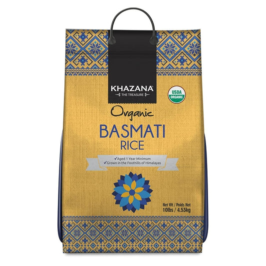 Authentic Organic Basmati Rice by in 10 Lb Bag - Aromatic and Flavorful Indian Grain - Non - Gmo, Gluten Free, Kosher, Cholesterol Free - WORLD TIME VISITS