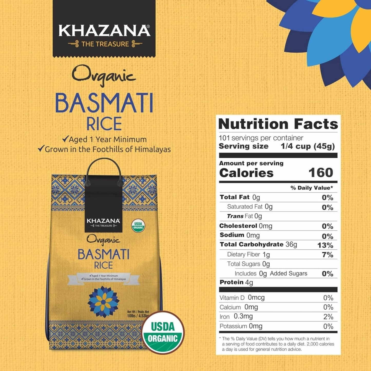 Authentic Organic Basmati Rice by in 10 Lb Bag - Aromatic and Flavorful Indian Grain - Non - Gmo, Gluten Free, Kosher, Cholesterol Free - WORLD TIME VISITS