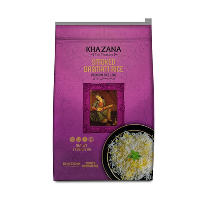 Authentic Smoked Basmati Rice by in 2 Lb Resealable Zipper Bag - Aromatic and Flavorful Indian Grain - Non - Gmo, Gluten Free, Kosher, Cholesterol Free - WORLD TIME VISITS