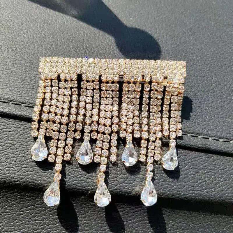 Autumn New Suit Accessories Are Fashionable, Exquisite and Simple Diamond Tassel Drop Pendant Net Red Brooch - WORLD TIME VISITS