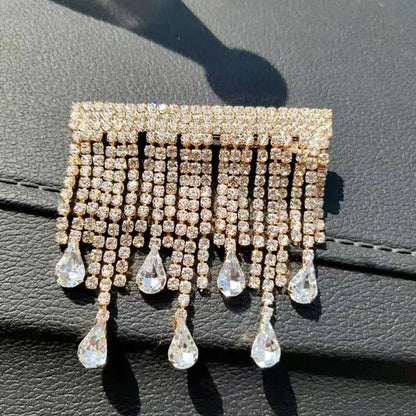 Autumn New Suit Accessories Are Fashionable, Exquisite and Simple Diamond Tassel Drop Pendant Net Red Brooch - WORLD TIME VISITS