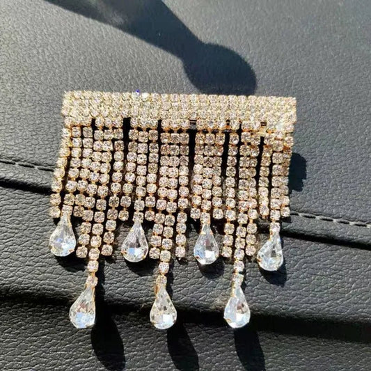 Autumn New Suit Accessories Are Fashionable, Exquisite and Simple Diamond Tassel Drop Pendant Net Red Brooch - WORLD TIME VISITS