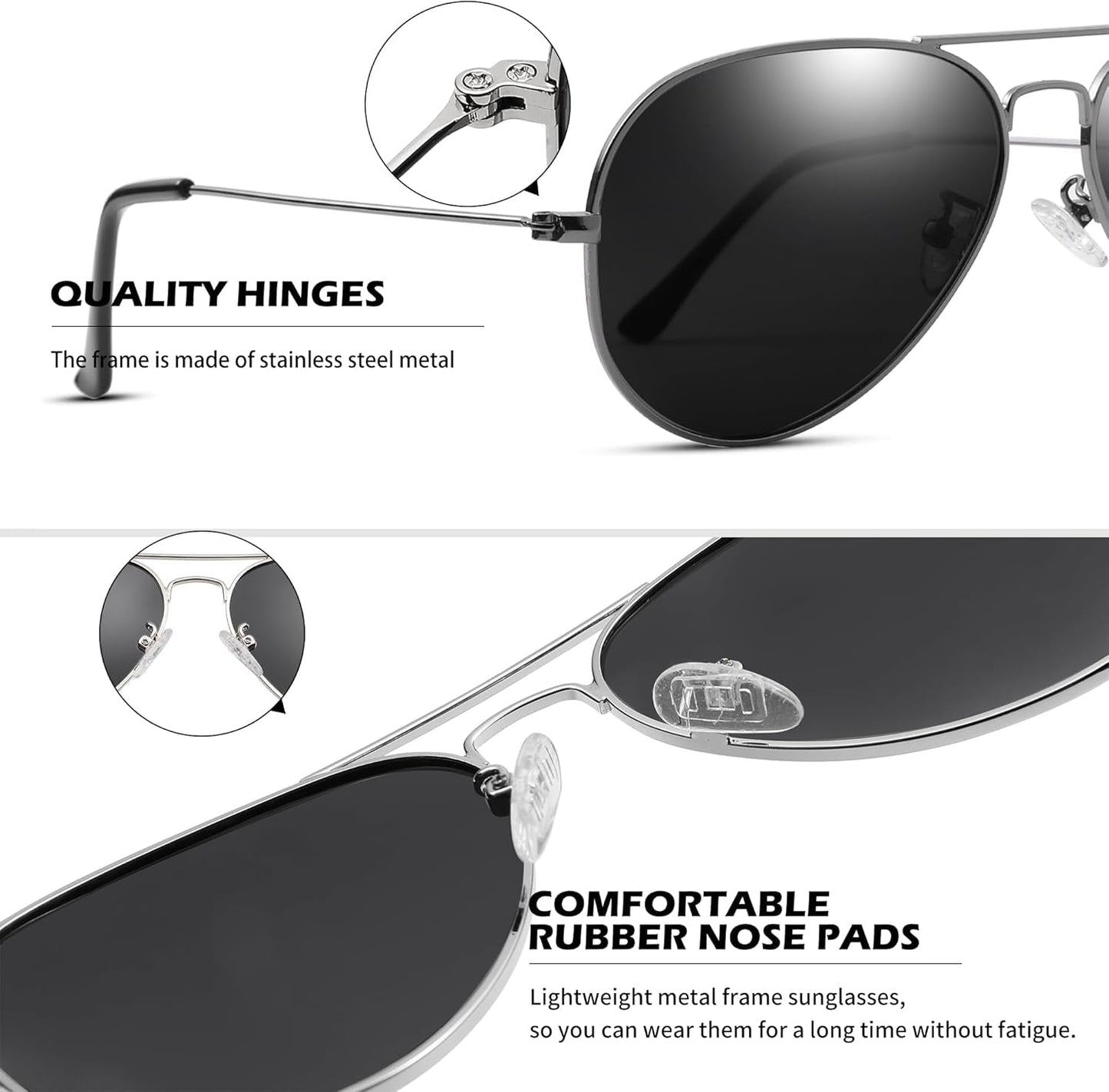 Aviator Sunglasses for Men Women Classic Polarized UV400 Protection