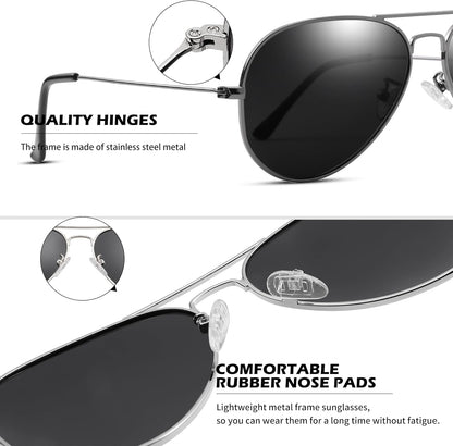 Aviator Sunglasses for Men Women Classic Polarized UV400 Protection