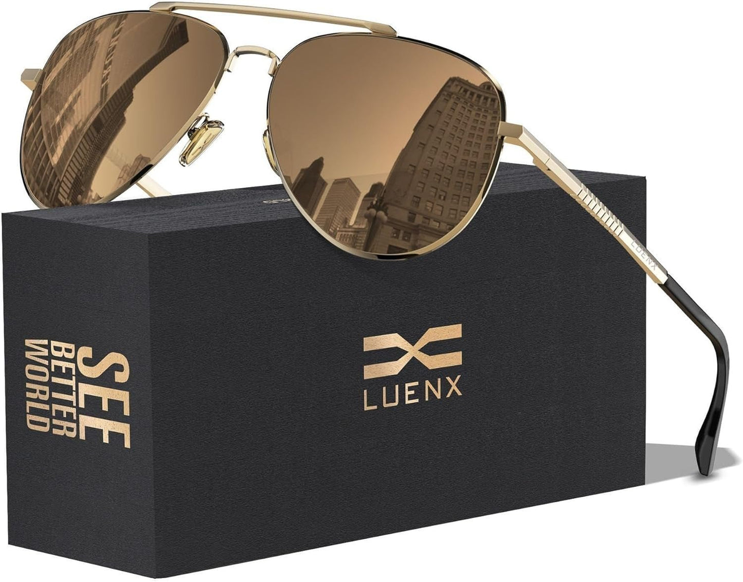 Aviator Sunglasses for Men Women Polarized Driving Classic Shades - UV 400 Protection with Accessories 60MM - WORLD TIME VISITS