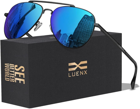 Aviator Sunglasses for Men Women Polarized Driving Classic Shades - UV 400 Protection with Accessories 60MM - WORLD TIME VISITS