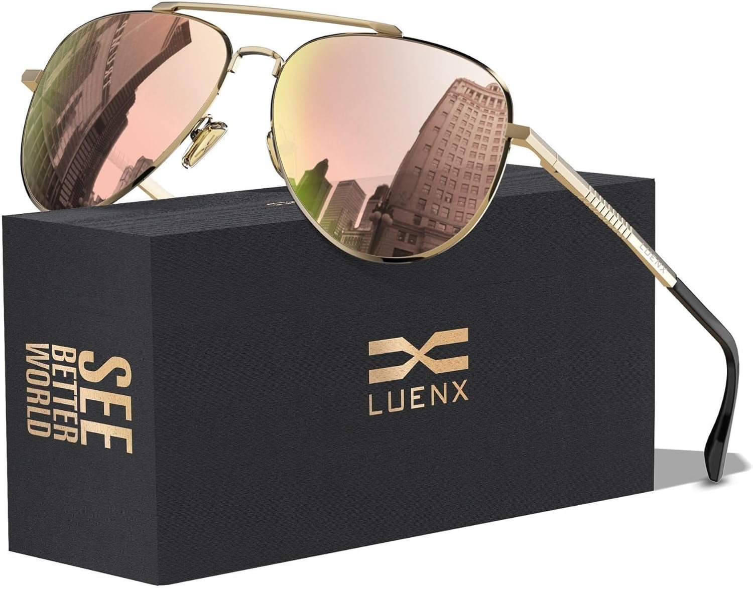 Aviator Sunglasses for Men Women Polarized Driving Classic Shades - UV 400 Protection with Accessories 60MM - WORLD TIME VISITS