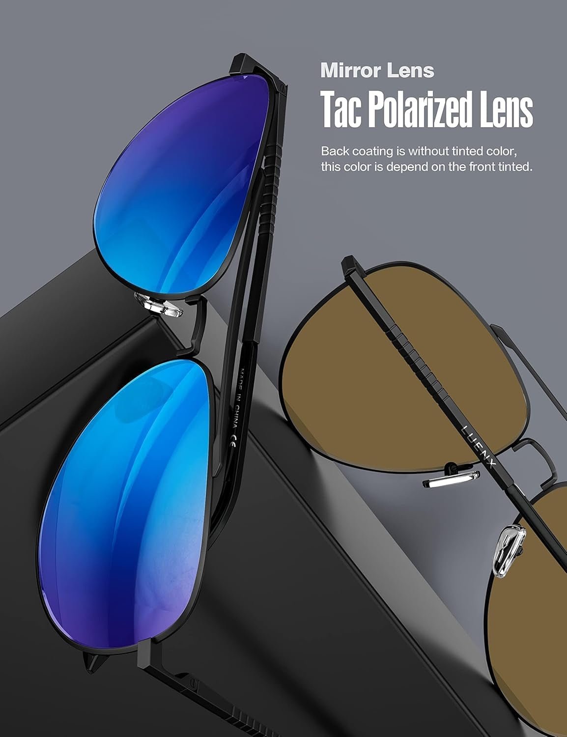 Aviator Sunglasses for Men Women Polarized Driving Classic Shades - UV 400 Protection with Accessories 60MM