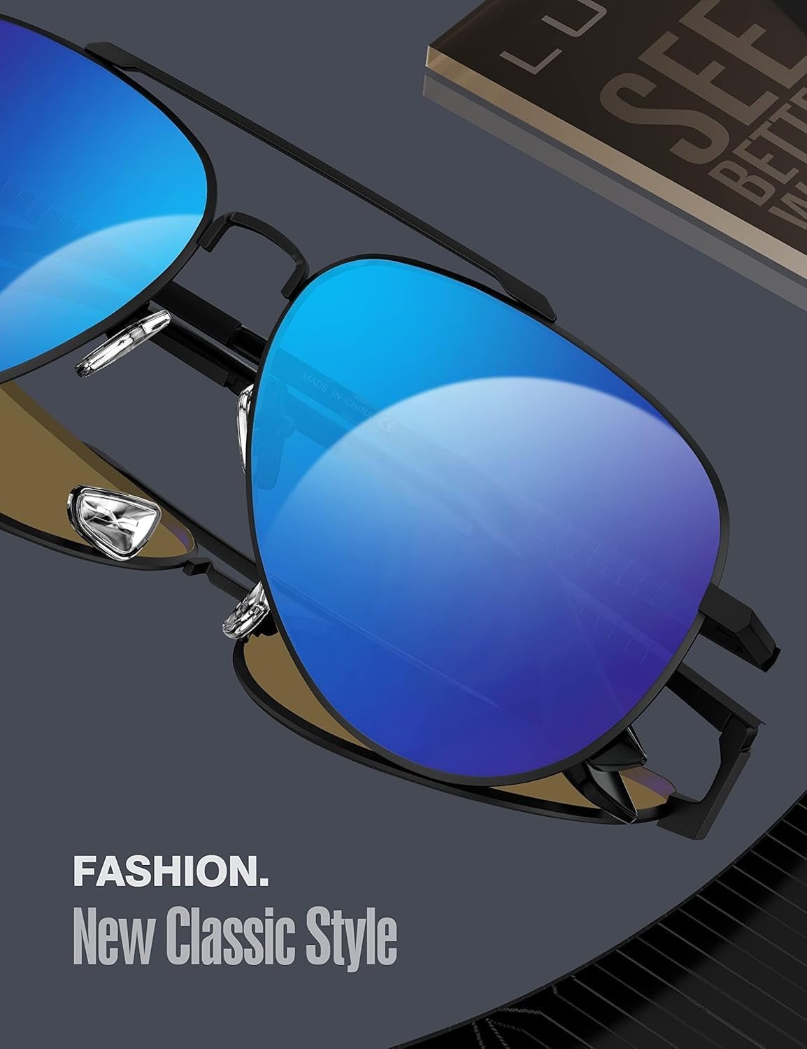 Aviator Sunglasses for Men Women Polarized Driving Classic Shades - UV 400 Protection with Accessories 60MM - WORLD TIME VISITS