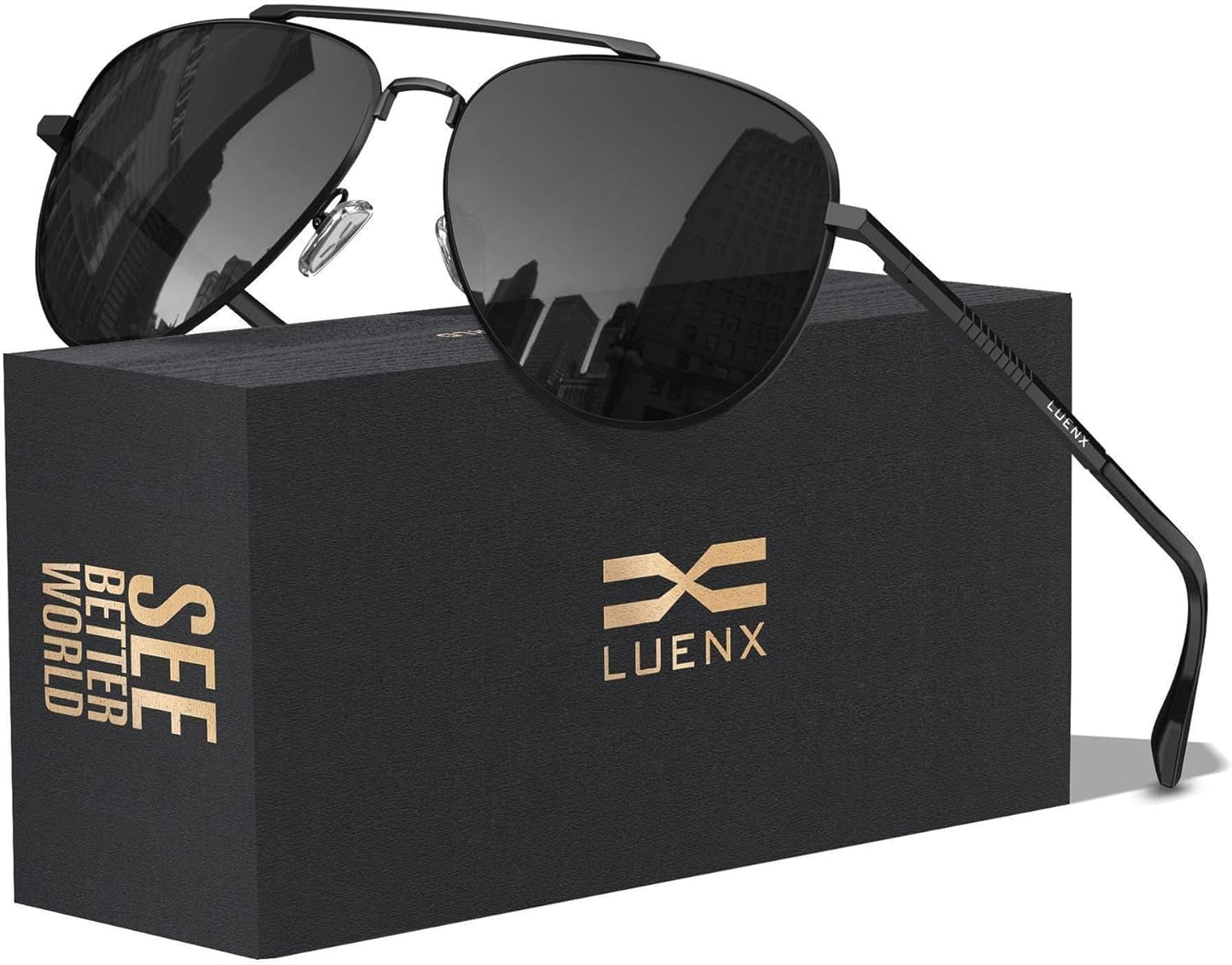 Aviator Sunglasses for Men Women Polarized Driving Classic Shades - UV 400 Protection with Accessories 60MM - WORLD TIME VISITS