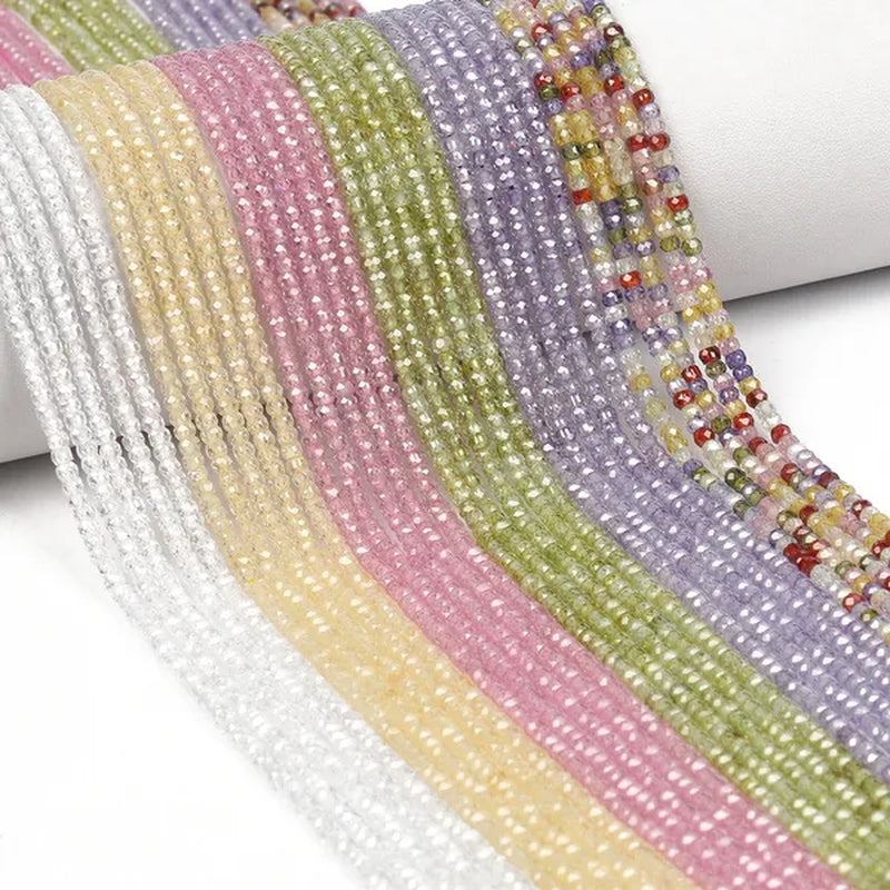 Multicolored 3X2Mm Shiny Faceted Natural Cubic Zirconia Stone Beads Abacus Tiny Beads Loose Spacer Beads for Jewelry Making DIY Slim Bracelet Women - WORLD TIME VISITS