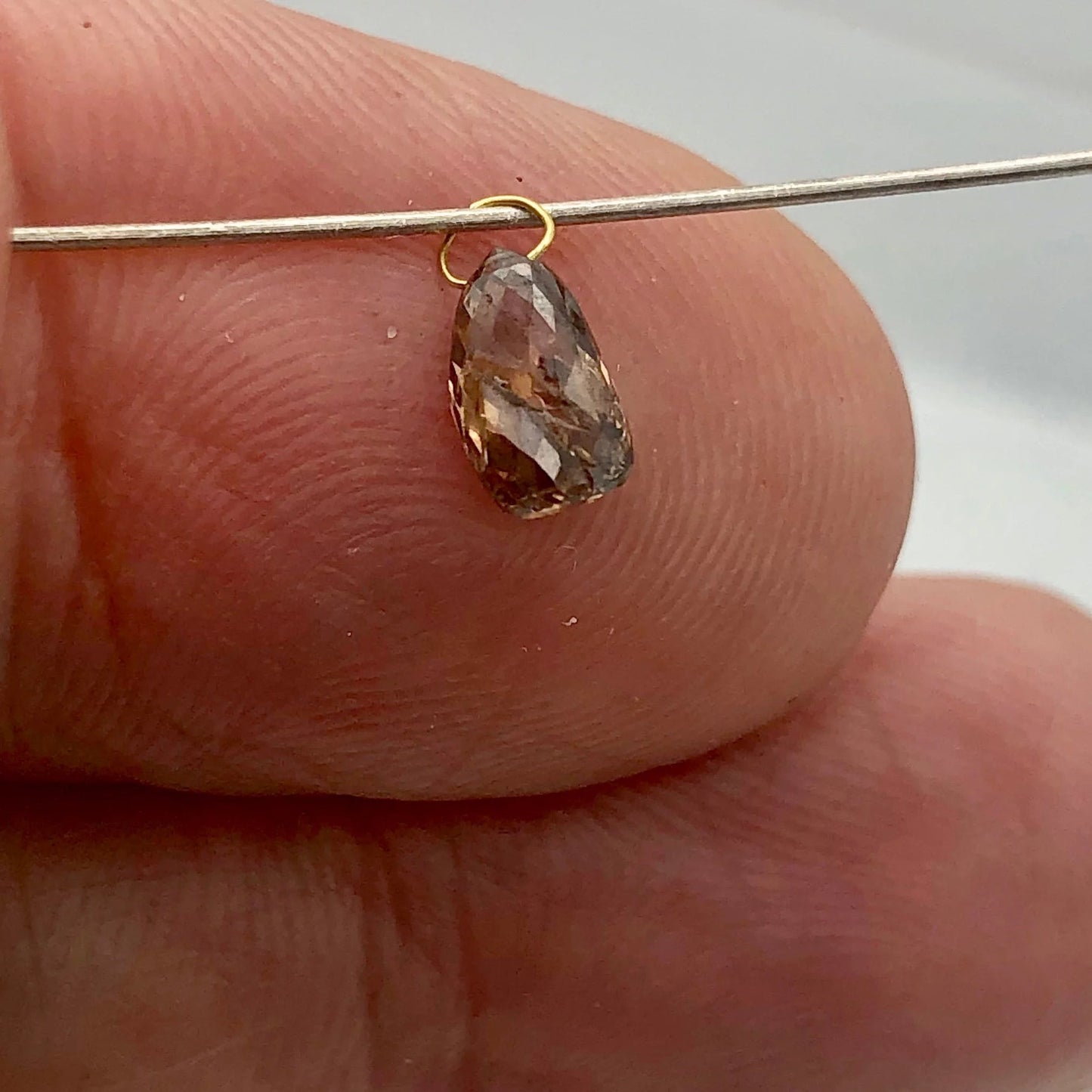 0.79Cts Champagne Diamond 18K Briolette Pendant |6.75X3.75X2.75Mm and 3Mm Loop |