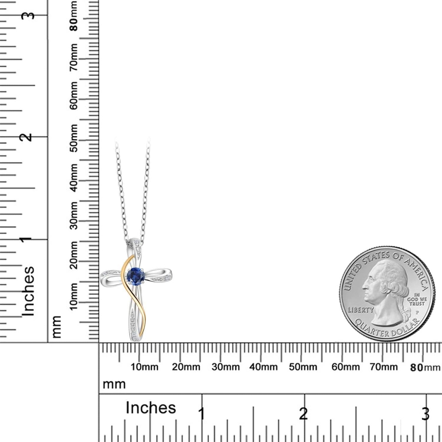 Infinity Cross Necklace for Women | 925 Sterling Silver and 10K Yellow Gold | Gemstone Birthstone and White Lab Grown Diamond Cross Faith Pendant Necklace | with 18 Inch Chain - WORLD TIME VISITS