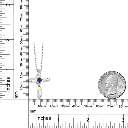Infinity Cross Necklace for Women | 925 Sterling Silver and 10K Yellow Gold | Gemstone Birthstone and White Lab Grown Diamond Cross Faith Pendant Necklace | with 18 Inch Chain - WORLD TIME VISITS