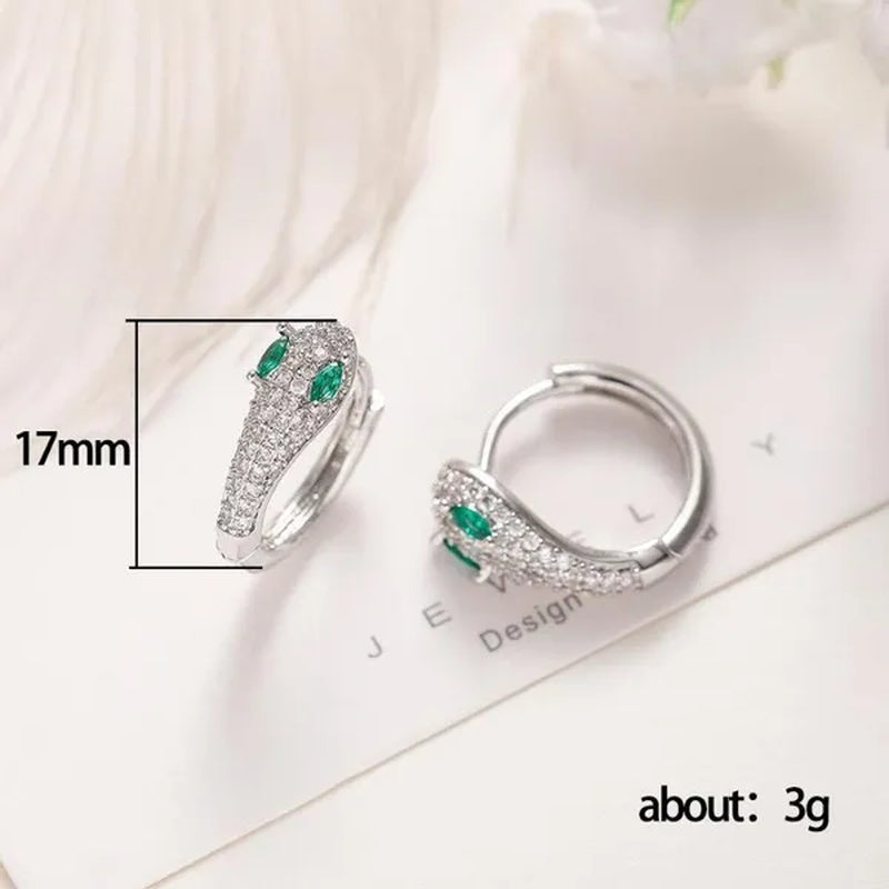 Creative Design Snake Earrings Plated Cubic Zirconia Hoop Earrings for Women Daily Causal Fashion Earrings Jewelry Gift