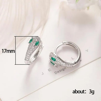 Creative Design Snake Earrings Plated Cubic Zirconia Hoop Earrings for Women Daily Causal Fashion Earrings Jewelry Gift