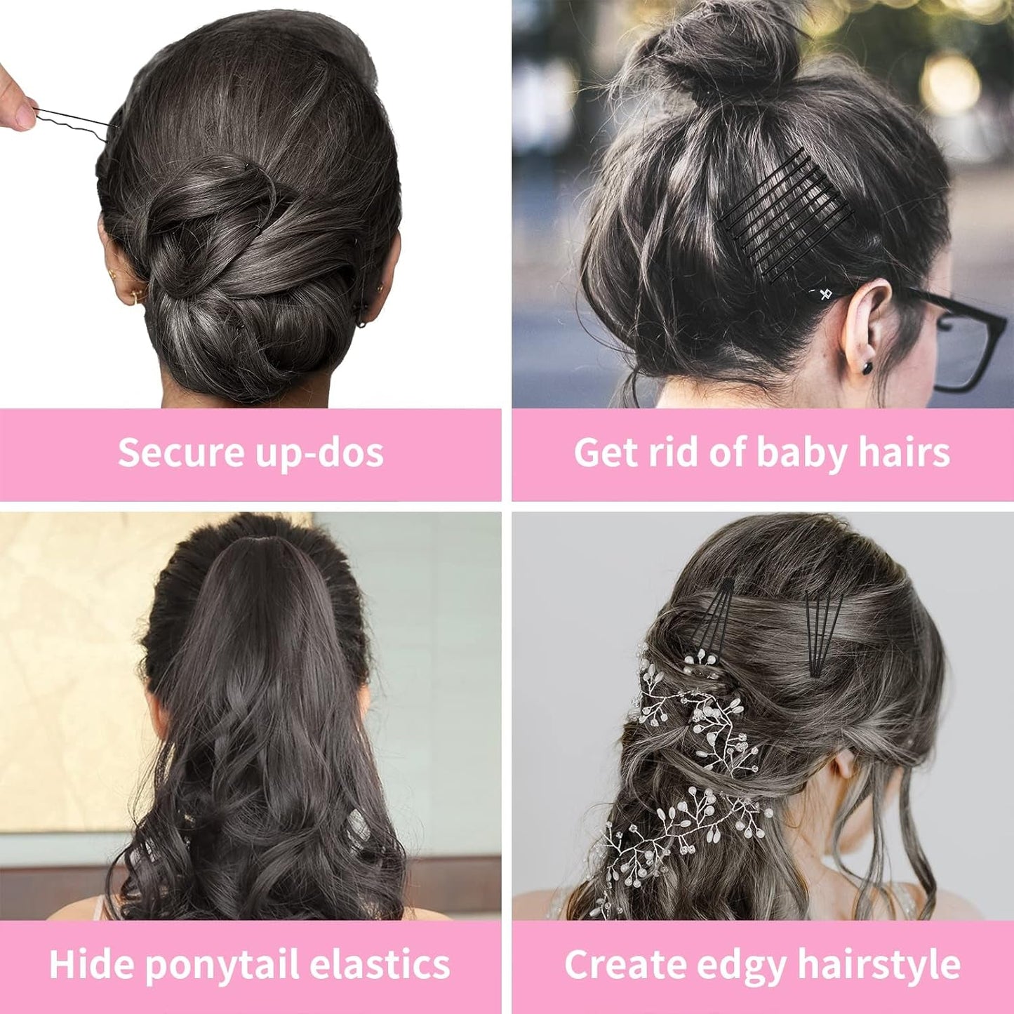 Black Bobby Pin for Buns, 150 Count Hair Pins Bulk with Storage Case, Pain-Free Hair Clips for Women and Girls (Black, 2 Inch)