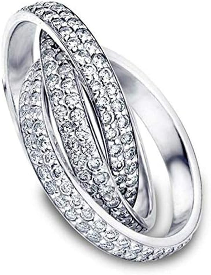 2.75 CT round Diamond Rolling Full Eternity Wedding Band 14K White Gold Over