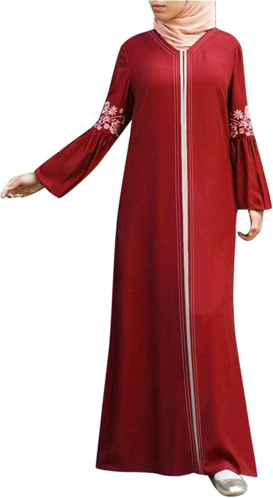 Abaya Dress for Women Abaya for Girls Abayas Ramadan Dresses for Women Vintage Solid Ramadan Dress Muslim Prayer Dress Islamic Abaya Dress Robe Mosque Prayer Loose Ramadan Clothing Women