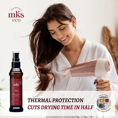 MKS Eco Oil - Hair Styling Elixir - Moroccan Argan Oil, Hemp Seed Oil - Moisturize & Nourish Hair, Control Frizz, Increase Smoothness - Vegan & Cruelty Free