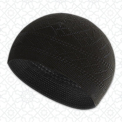 Muslim Prayer Rug Prayer Beads Kufi Hat for Men and Women 100% Breathable Black Skull Beanie Traditional Desing Prayer Mat Eid Ramadan Gifts Islamic Set Salah Mat Taffeta Fabric Soft (Black)