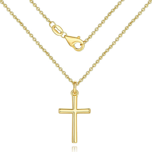Gold Cross Necklaces for Women 14K Gold Cross Necklace for Women Crosses Pendant Necklace for Womens Smooth Lines and Timeless Charm Small Crosses Chain for Womens - WORLD TIME VISITS