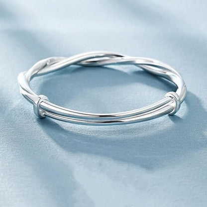 925 Sterling Silver Original Pretty Weave Bangles Bracelet for Women Fashion Party Wedding Engagement Jewelry Adjustable