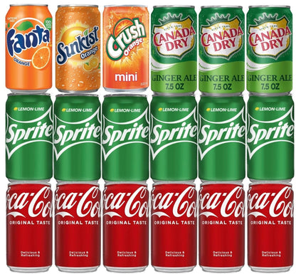 4 Variety Flavors (18 Pack) Mini 7.5 Oz. Multi Flavor Soda Variety Pack | Soft Drink Assortment of Beverages | the Beverage Care Package of Mix Pop | Home & Office Fridge Restock Kit