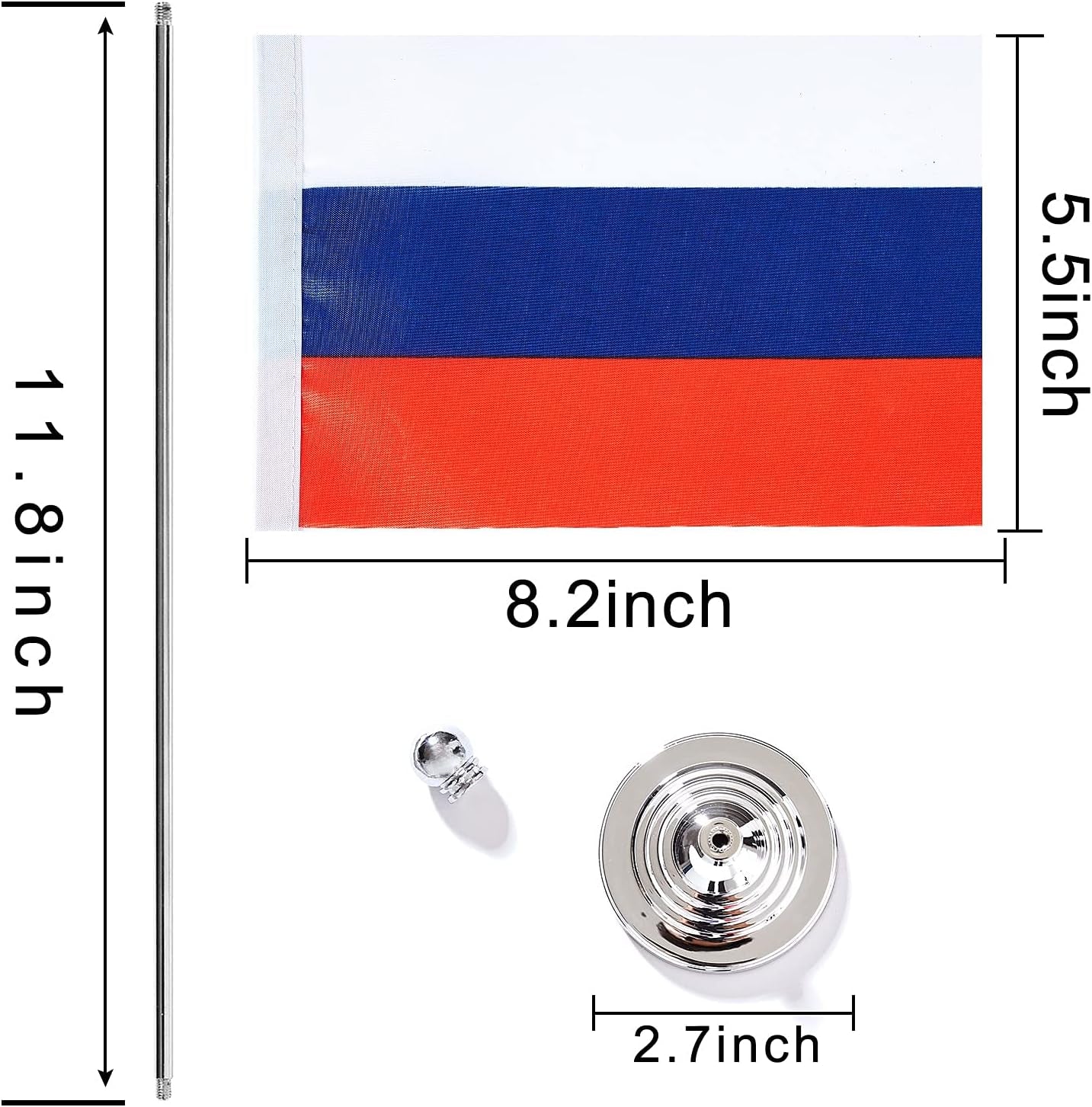 2 Pack Russia Flag Russians Table Flag Small Mini Russians Desk Flags with Stand Base,International Festival Events Celebration Decorate,Home Office Decorations