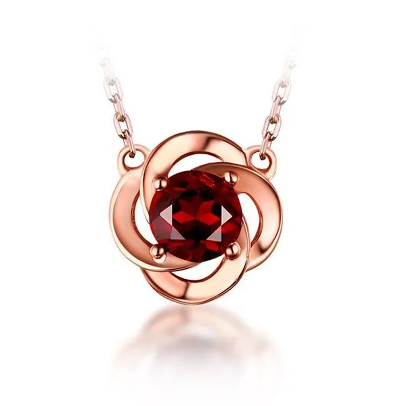 Majesty Diamonds MDS170305 0.5 CT round Red Garnet Fancy Pendant Necklace in .925 Sterling Silver with 18K